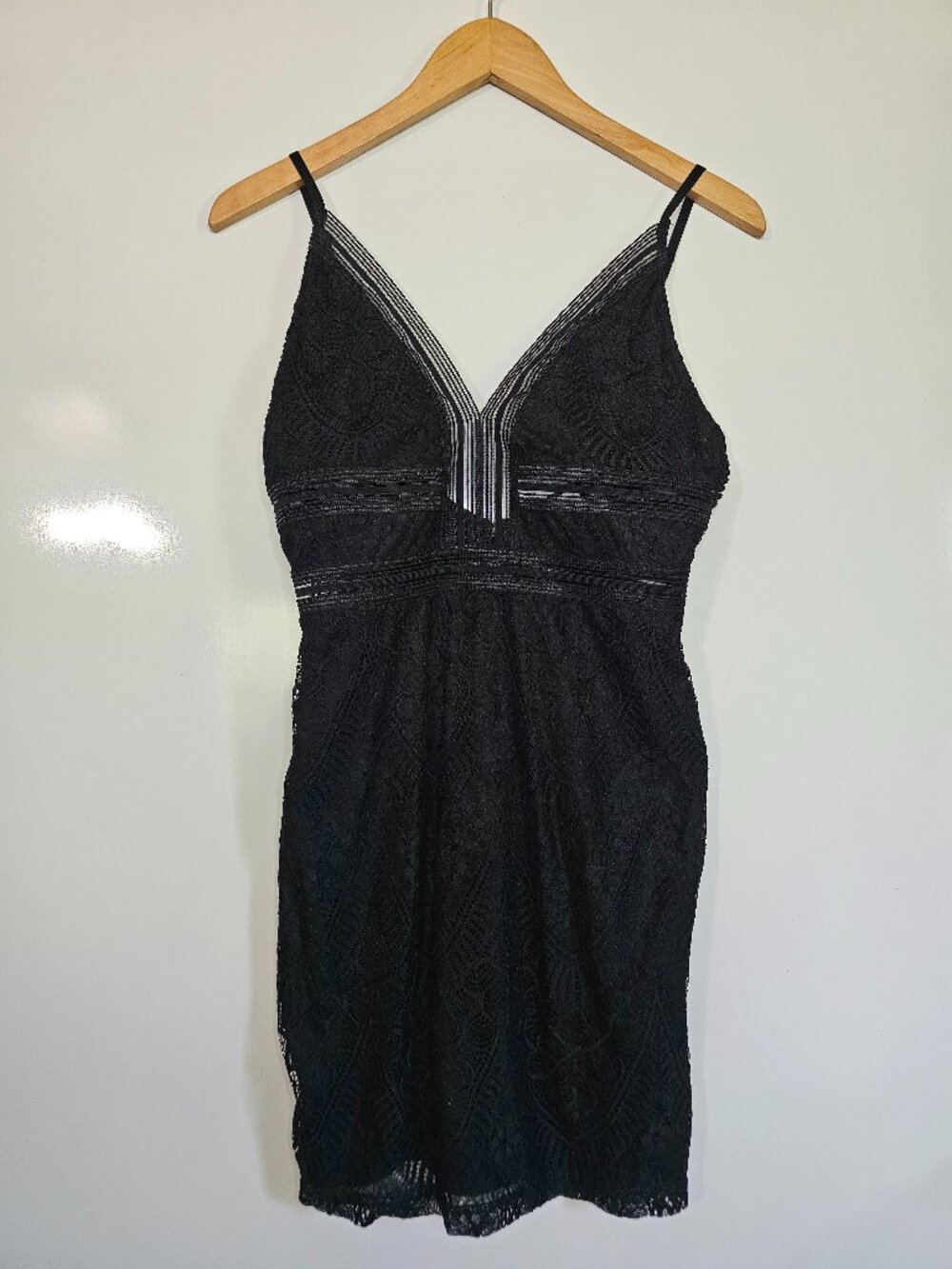 Olive Scent Black Lace Bodycon Spaghetti Strap Dress M